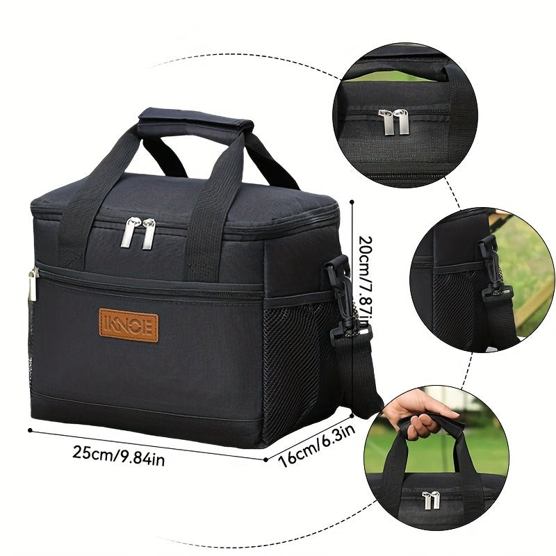 Structured Lunch Tote with Shoulder Strap in Black, Green, Big Flower or Daisy Pattern Options
