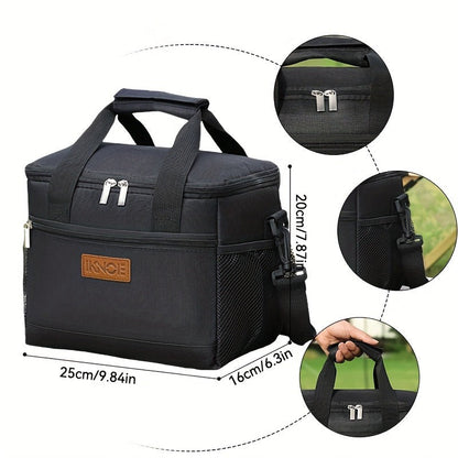 Structured Lunch Tote with Shoulder Strap in Black, Green, Big Flower or Daisy Pattern Options
