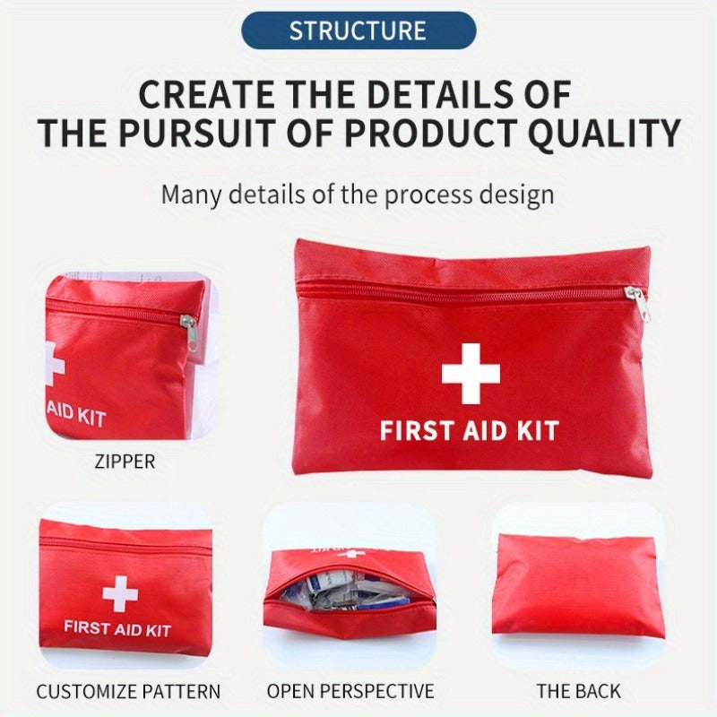 First Aid Bag 16-Pack – Empty Water-Resistant Nylon Pouch with Full-Open Zipper & Cross Symbol, Lightweight Portable Medical Bag for Home