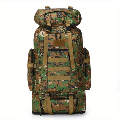 Large Capacity Expandable Outdoor Backpack 26-42 Gal – Soft Shell Geometric Pattern Hiking Rucksack for Camping