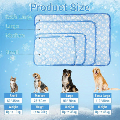 Dog Cooling Mat Self-Cooling Pad for Dogs & Cats – Pressure Activated Arc-Chill Fiber, Non-Toxic Washable Foldable Pet Cool Mat for Summer