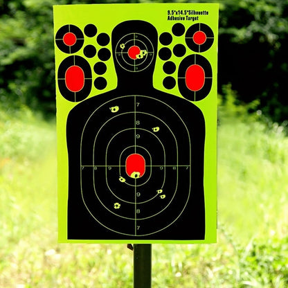 Splatter Shooting Targets Human Silhouette 20 Pack – Reactive Glow Fluorescent Paper Range Targets for Pistol