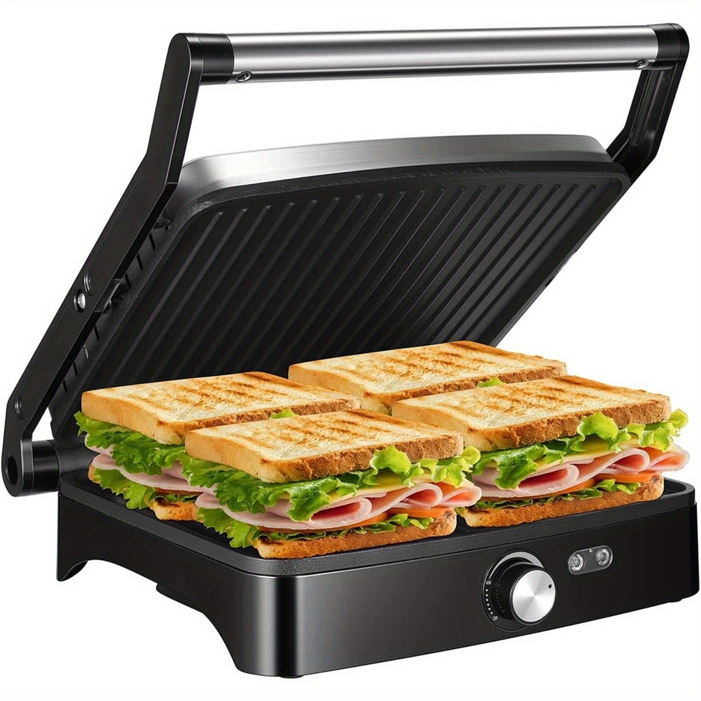 Panini Press Grill Indoor Sandwich Maker 4 Slice, Non-Stick 1200W Electric Grill with Temperature Control