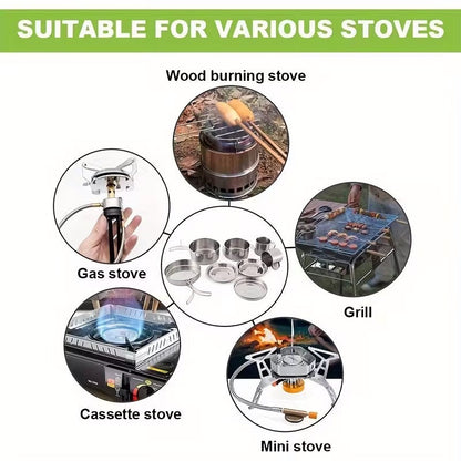 Camping Tableware Set 8 Piece Stainless Steel – Portable Outdoor Dining Set with Foldable Handle Plates, Cups & Utensils | Lightweight