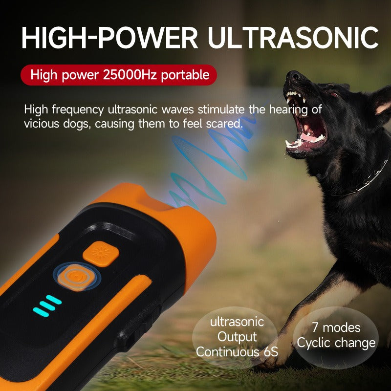 Ultrasonic Dog Bark Control Device with LED Flashlight – Adjustable Anti-Barking Trainer, Portable Indoor Outdoor Dog Behavior Corrector