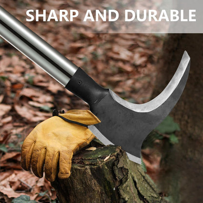 Garden Sickle Double Blade High-Manganese Carbon Steel with 39-Inch Handle, Sharp Curved Weeding Scythe for Grass Cutting