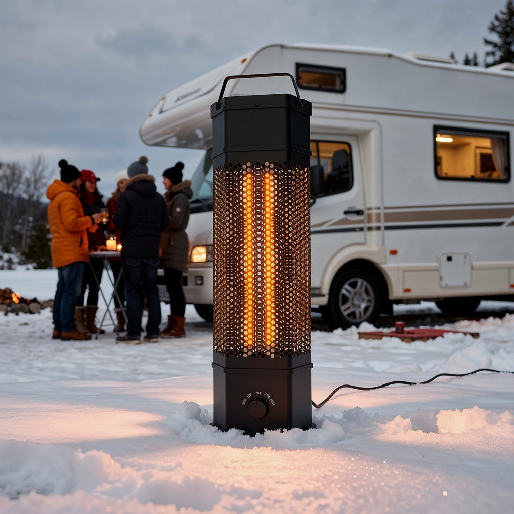 Electric Patio Heater 1400W 28", All-Around Radiant Heating with Tip-Over & Overheat Protection