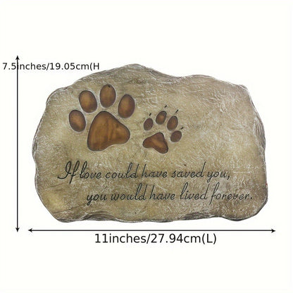 Pet Memorial Stone Hand-Painted Paw Print Garden Grave Marker for Dogs & Cats, Sympathy Loss Gift Indoor Outdoor Pet Remembrance Stone