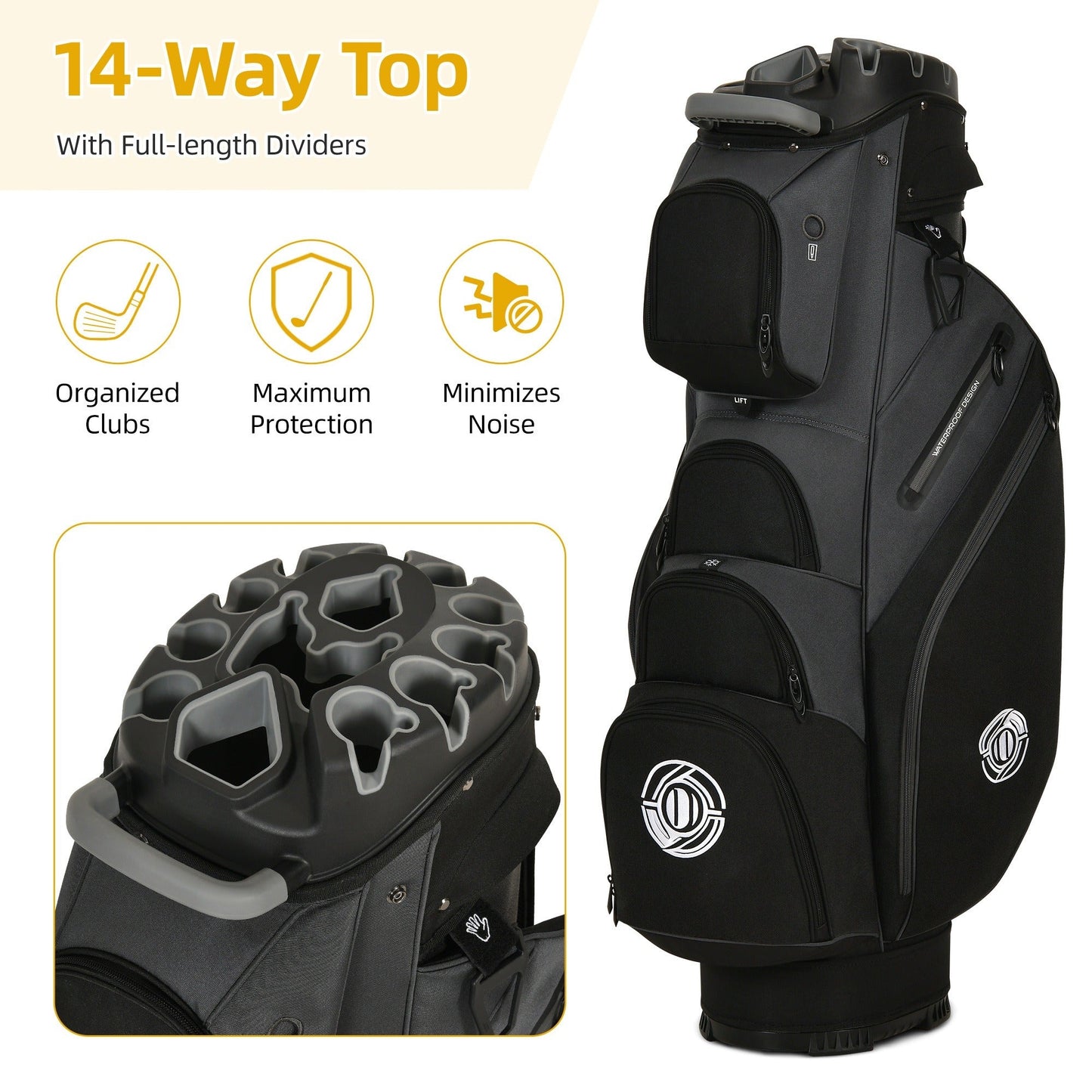 Hard Shell Golf Bag Armored Protective 900D High-Density Oxford Cloth Large Capacity Professional Equipment Travel Bag 105x27x38cm Deep Grey