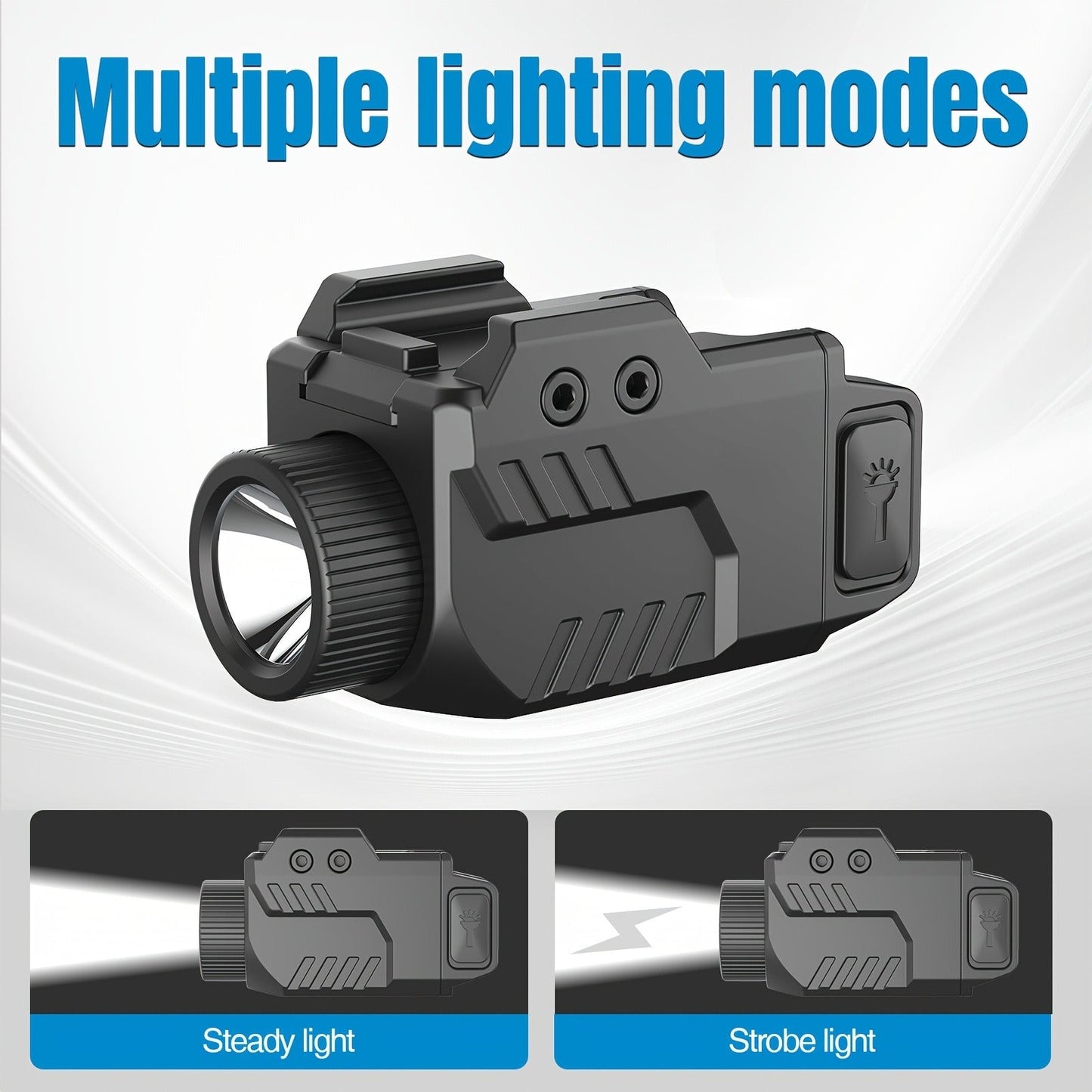 Pistol Light Tactical Flashlight – 800 Lumen USB Rechargeable Handgun Weapon Light with Picatinny Rail Mount for Pistols & Compact Firearms