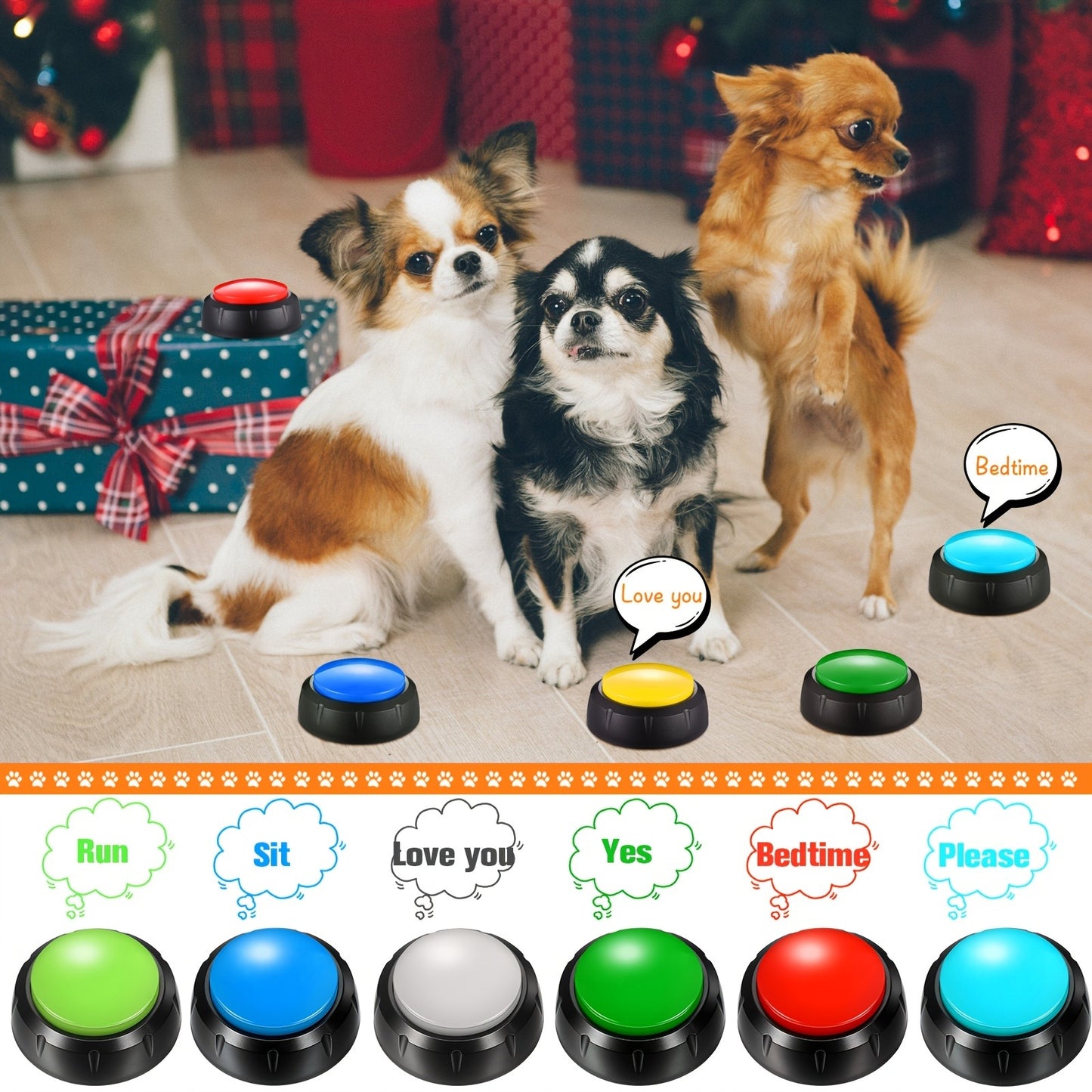 Dog Communication Buttons 12 Pack Recordable Talking Button Set 30 Second Voice Recording Pet Training Speaking Buttons 12 Colors Gift