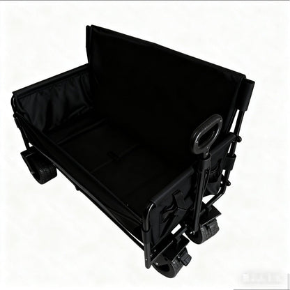 Foldable Utility Wagon Cart 550 lbs, Collapsible Outdoor Cart with Bench Seat & All-Terrain Wheels