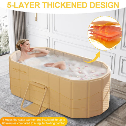 Ice Bath Tub Foldable Portable with Dual Drainage, Collapsible Cold Plunge & Hot Bath Tub for Garden, Patio and Yard Use