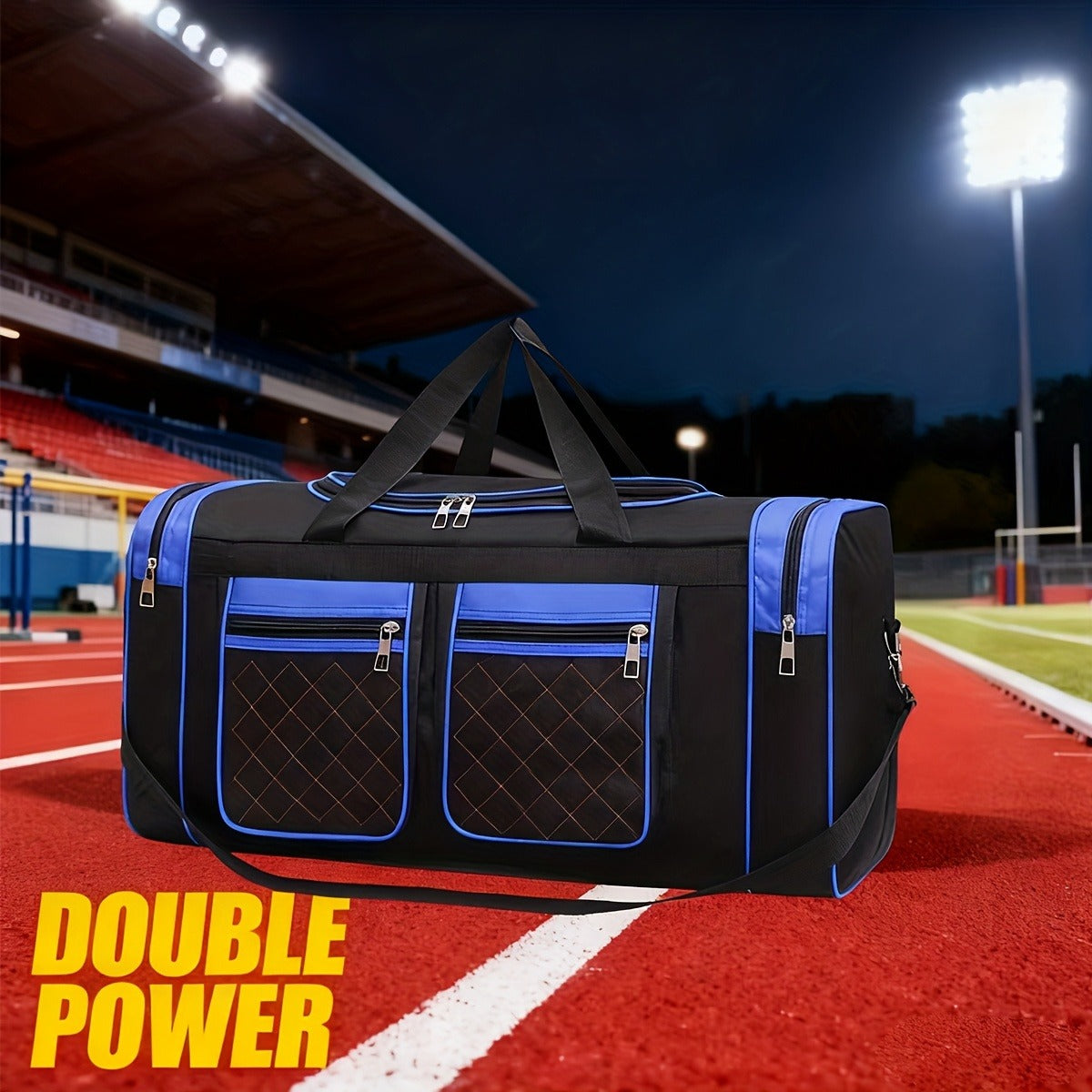 Gym Duffel Bag Large Capacity Travel Bag for Men Women Heavy Duty Polyester Multi Pocket Adjustable Shoulder Strap Zipper Closure