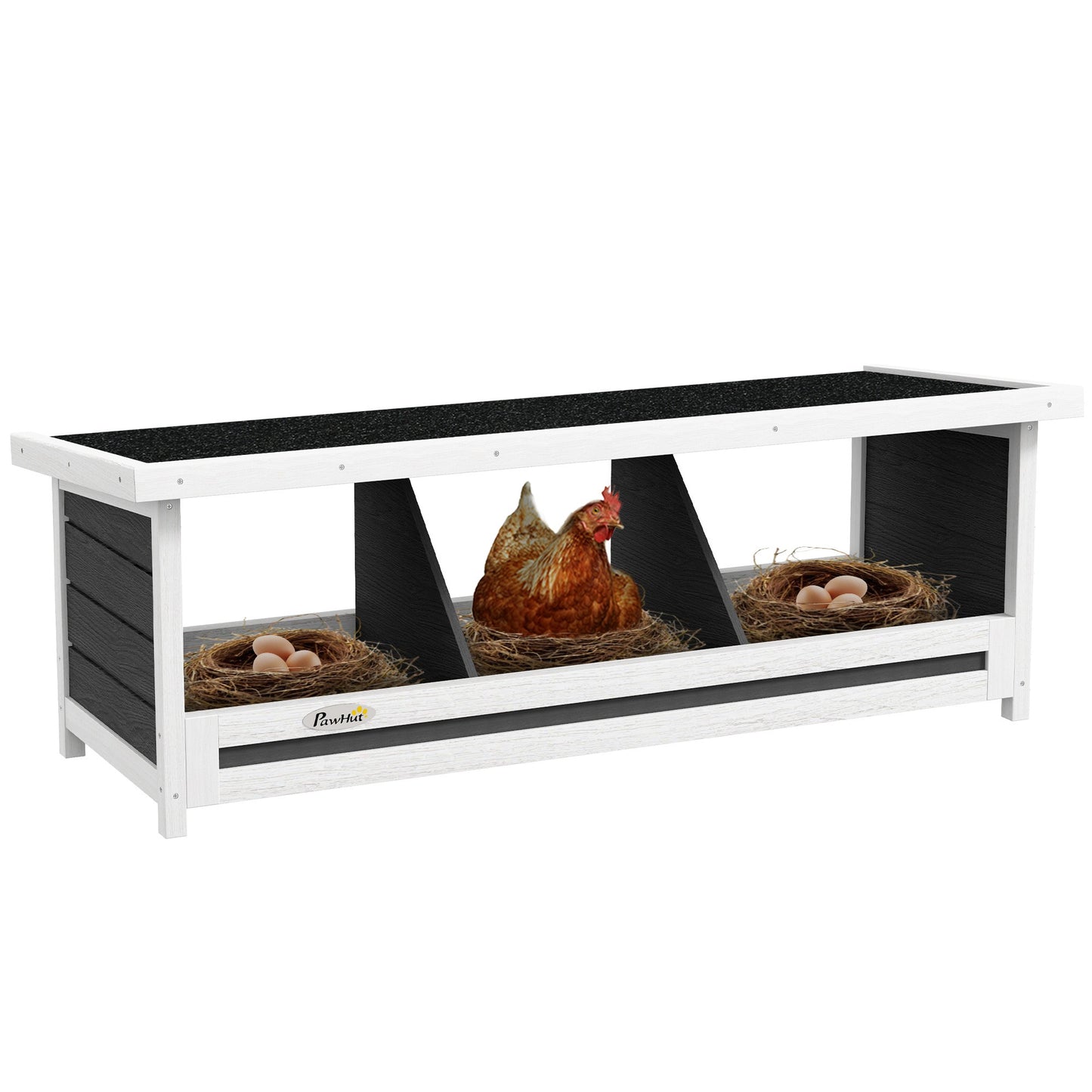 Chicken Nesting Box 3 Hole Wood Laying Box with Asphalt Roof for Hens, Indoor Outdoor Chicken Coop Nesting Boxes Fits Up to 3 Chickens