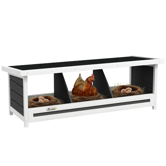 Chicken Nesting Box 3 Hole Wood Laying Box with Asphalt Roof for Hens, Indoor Outdoor Chicken Coop Nesting Boxes Fits Up to 3 Chickens