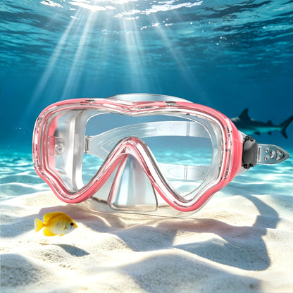 Panoramic HD Diving Mask Anti-Fog Tempered Glass Snorkel Mask with Nose Cover for Adults Youth Scuba Diving Snorkeling Swimming Pink Blue