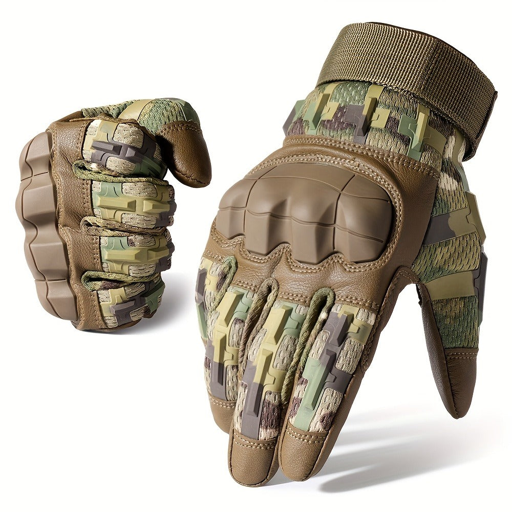 Tactical Full Finger Gloves with Touchscreen Compatibility – Camouflage Motorcycle Riding Gloves for Men Women, Anti-Slip Wear-Resistant