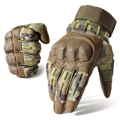 Tactical Full Finger Gloves with Touchscreen Compatibility – Camouflage Motorcycle Riding Gloves for Men Women, Anti-Slip Wear-Resistant