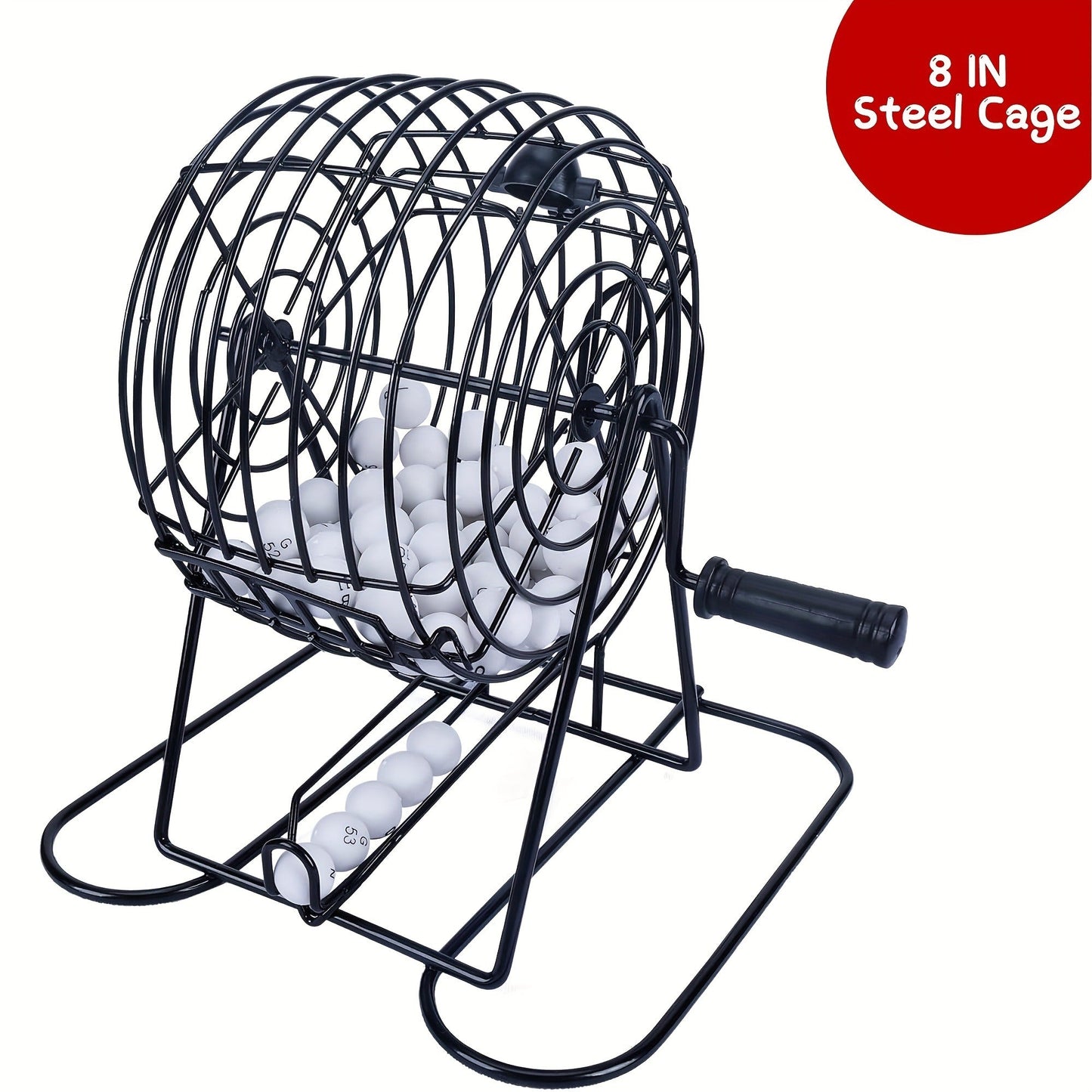 Deluxe Bingo Game Set with Stainless Steel Metal Cage | Includes Bingo Balls Cards & Colorful Chips | Classic Family Board Game for Game