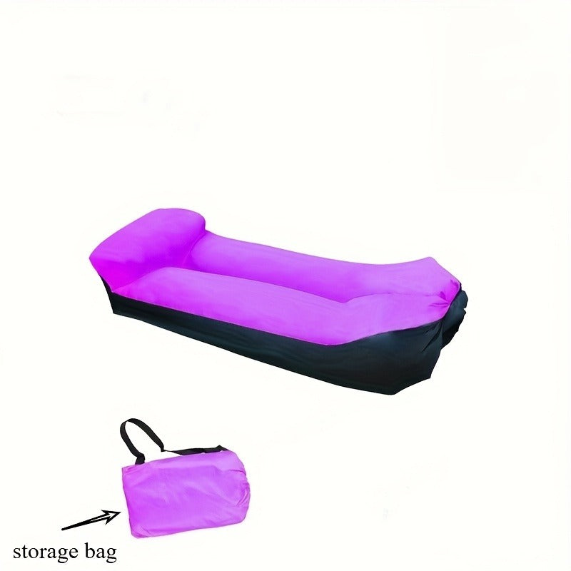 Two-Tone Inflatable Air Lounger with Storage Bag in Red, Blue or Purple with Black Base Options
