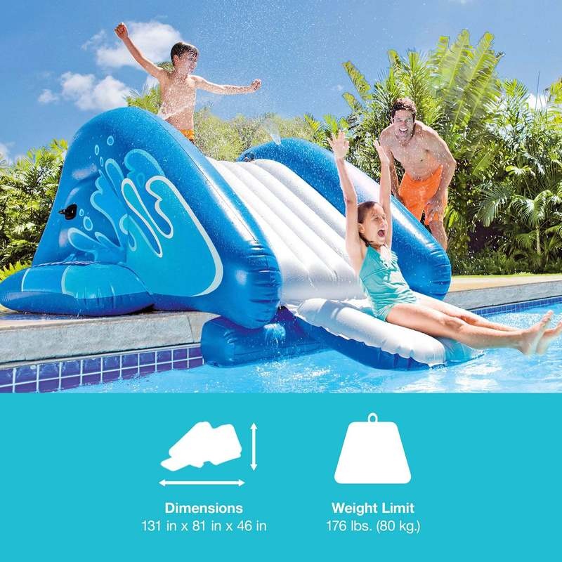 Inflatable Pool Water Slide for Kids, Backyard Water Slide with Built-in Sprinklers for Garden, Patio and Yard Use