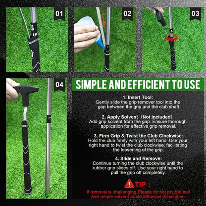V-Groove Golf Grip Removal Tool High Carbon Steel T-Handle Grip Remover Saver 11 Inch Regripping Tool for Golf Club Shaft Grip Replacement