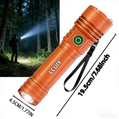 Flashlight 4500-Lumen Fresnel Lens Rechargeable Hand Torch with Six Modes in Two Model Options