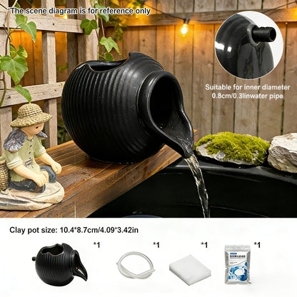 Ceramic Tabletop Fountain Mini Water Feature Ornament Retro Garden Style for Aquarium Fish Tank Indoor Outdoor Decor