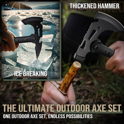 Tactical Tomahawk Axe 2-Pack – Camping Hatchet with Spike, Hammer, Bottle Opener, Hex Wrench & Sheath | Survival Axe for Hiking Trekking