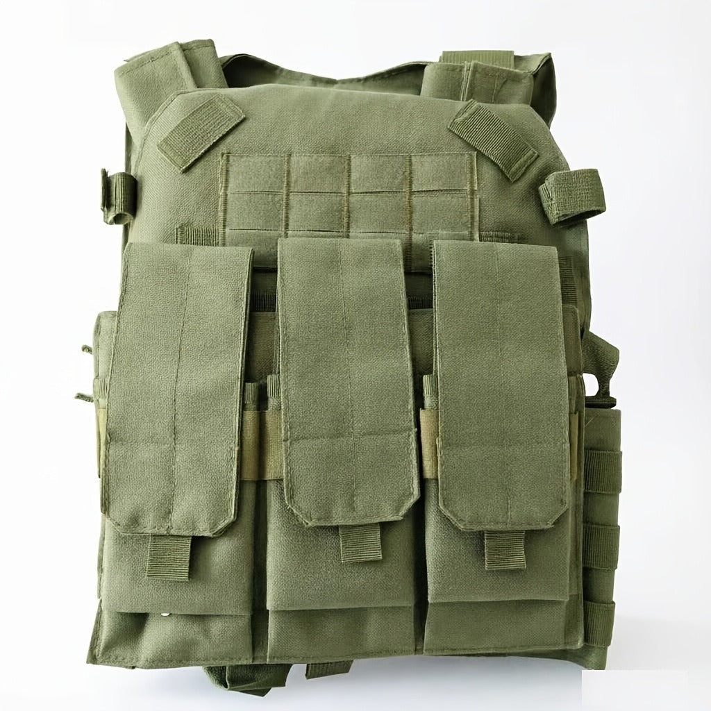 Tactical MOLLE Vest 6094 Adjustable Combat Chest Rig with Multi-Pocket System for Outdoor Hunting Training Airsoft CS Wargame Hiking Camping
