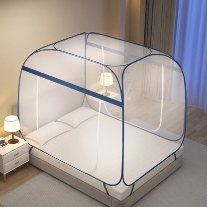Mosquito Net Canopy Bed, Yurt Style 360° Full Coverage, Stainless Steel Frame, Easy Open Design for Bedroom