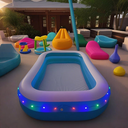 Inflatable Swimming Pool Glow Night Light PVC Reinforced Thickened Fast Setup Outdoor Backyard Party Pool for Adults Kids Family