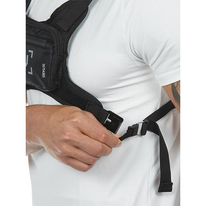 Contrast-Trim Running Vest Chest Pack with Adjustable Harness, Zipper Pockets and White or Black Choice