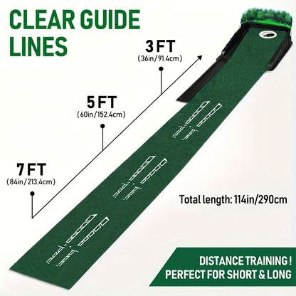Golf Putting Mat with Automatic Ball Return – 3/5/7 ft Indoor Outdoor Putting Green | Professional Practice Turf with Ball Collector