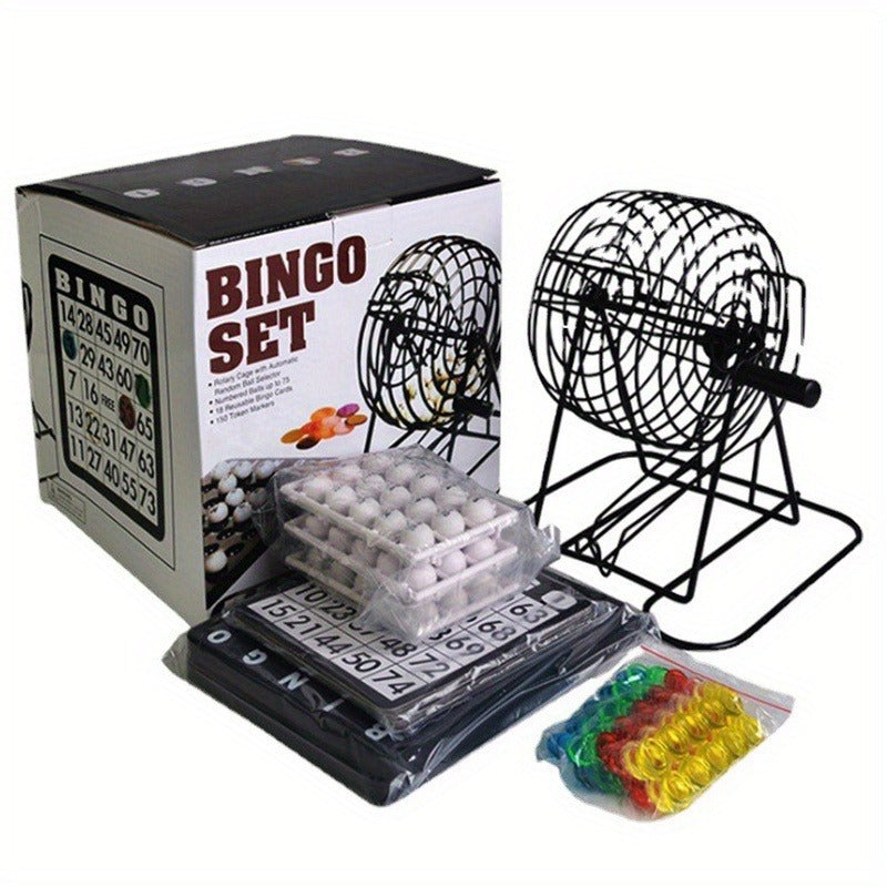 Bingo Game Set Metal Cage Lottery Machine Vintage Desktop Bingo Caller Kit for Family Game Night Party Adults Kids Birthday Holiday
