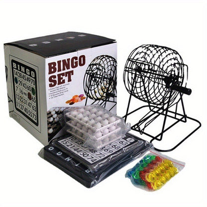 Bingo Game Set Metal Cage Lottery Machine Vintage Desktop Bingo Caller Kit for Family Game Night Party Adults Kids Birthday Holiday