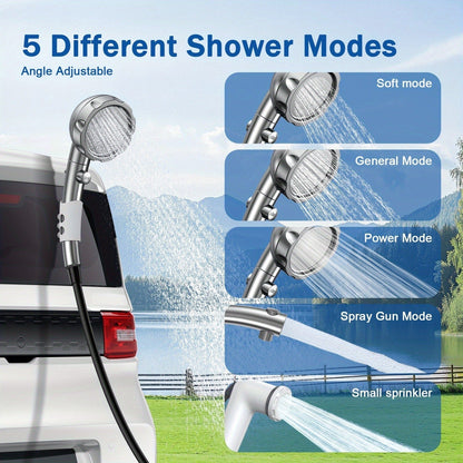 Portable Camping Shower with 9000mAh Battery – Smart Digital Display, Foldable Bucket Included, Compact Lightweight Outdoor Shower Pump