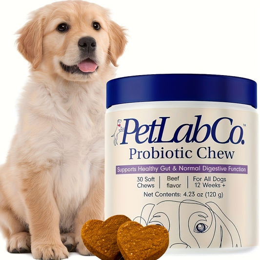 Dog Probiotic & Prebiotic Chewable Treats with Natural Ingredients – Supports Gut Health & Quality of Life for All Breeds