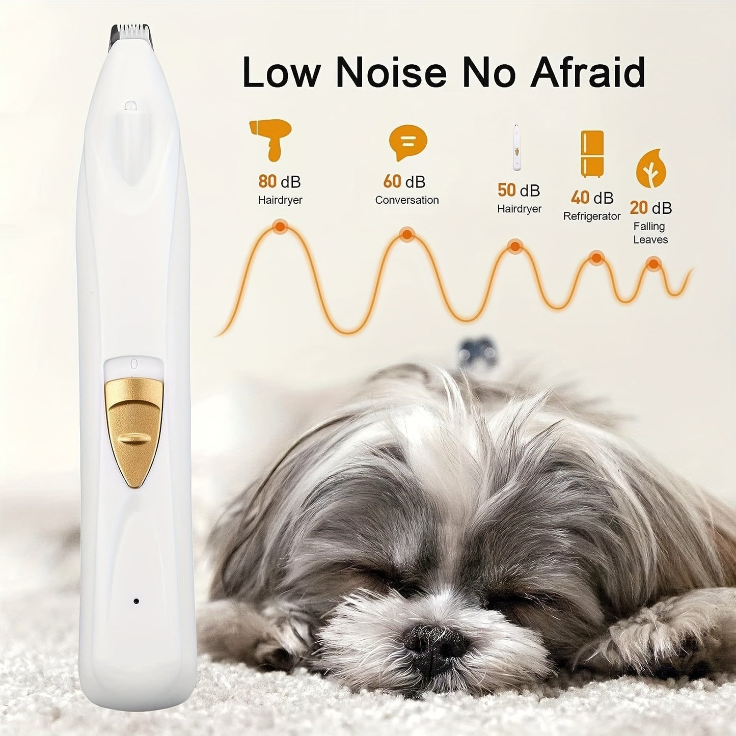 Dog Grooming Kit Electric Paw Trimmer with LED Light – USB Rechargeable Professional Dog Clippers, Low Noise Shaver for Dogs & Cats
