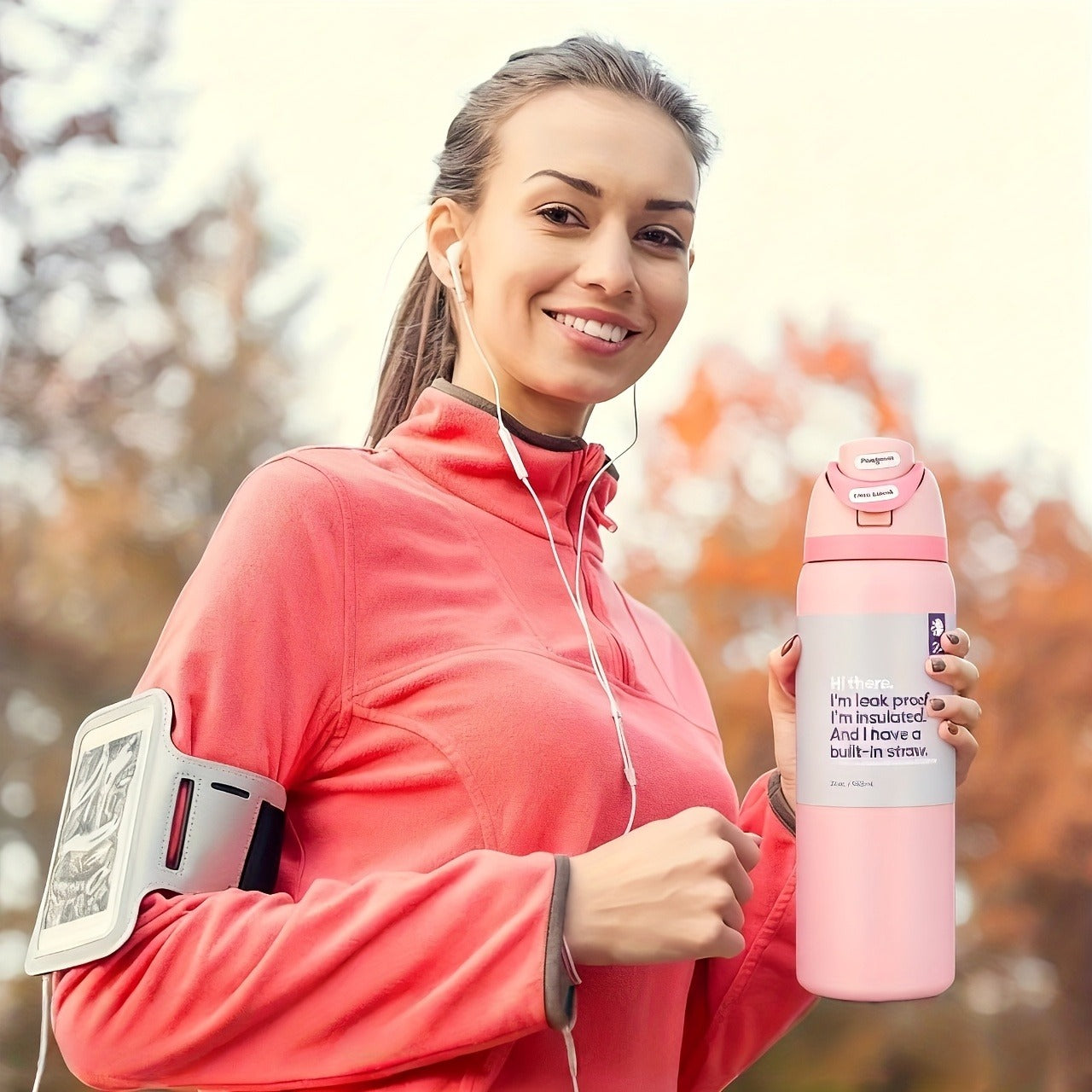 32oz Stainless Steel Water Bottle with Flip-Up Drinking Spout, Cleaning Brush and Five Solid Colors