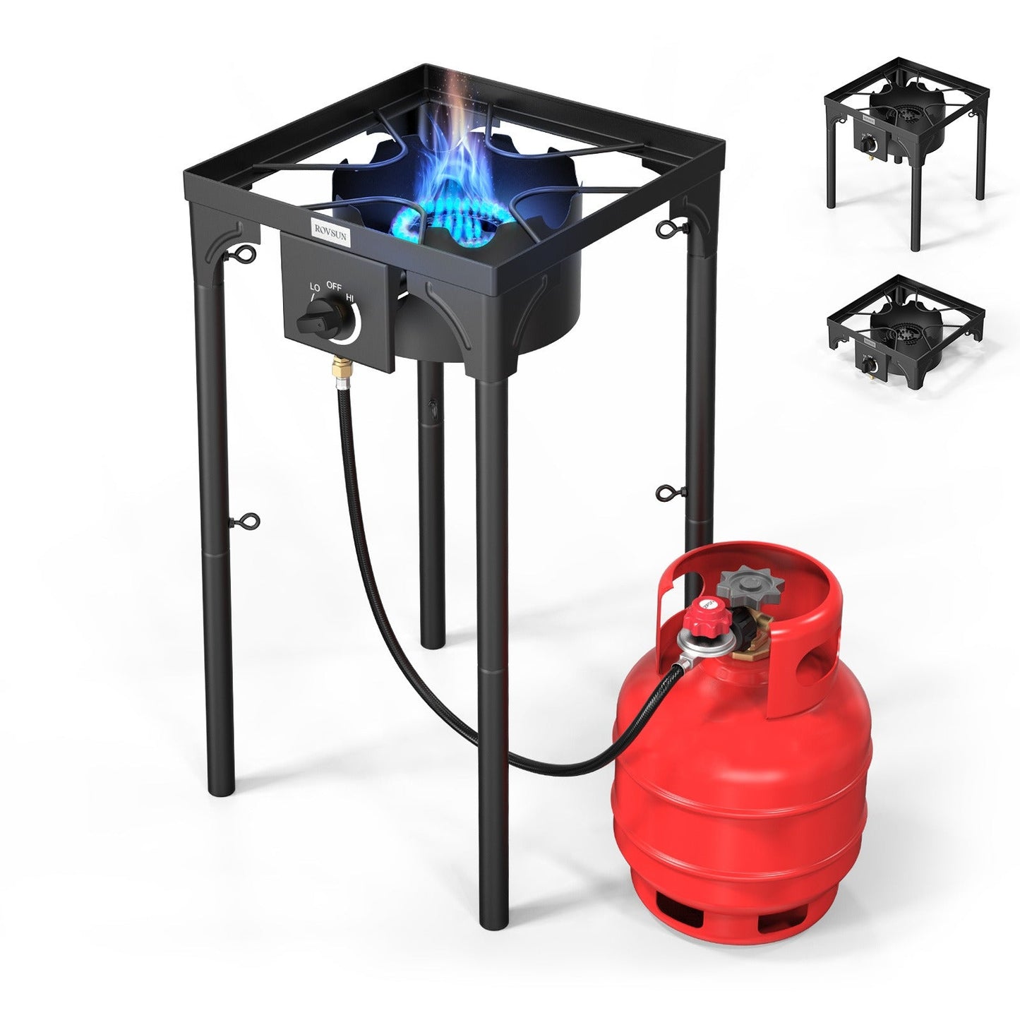 Outdoor Propane Burner Stove Cast Iron High Pressure Gas Cooker with Detachable Stand Legs