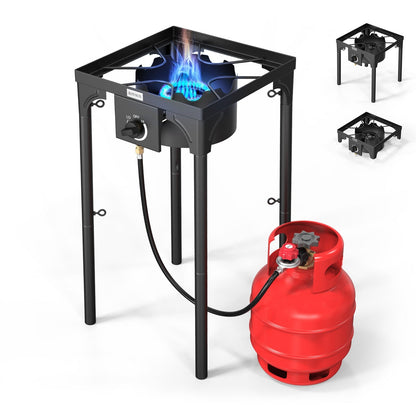 Outdoor Propane Burner Stove Cast Iron High Pressure Gas Cooker with Detachable Stand Legs