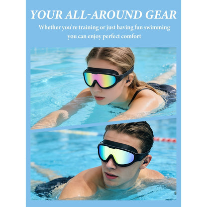 Two-Pack Mirrored Swim Goggles with Wide Lenses, Adjustable Straps, Earplugs, Nose Clip and Storage Case
