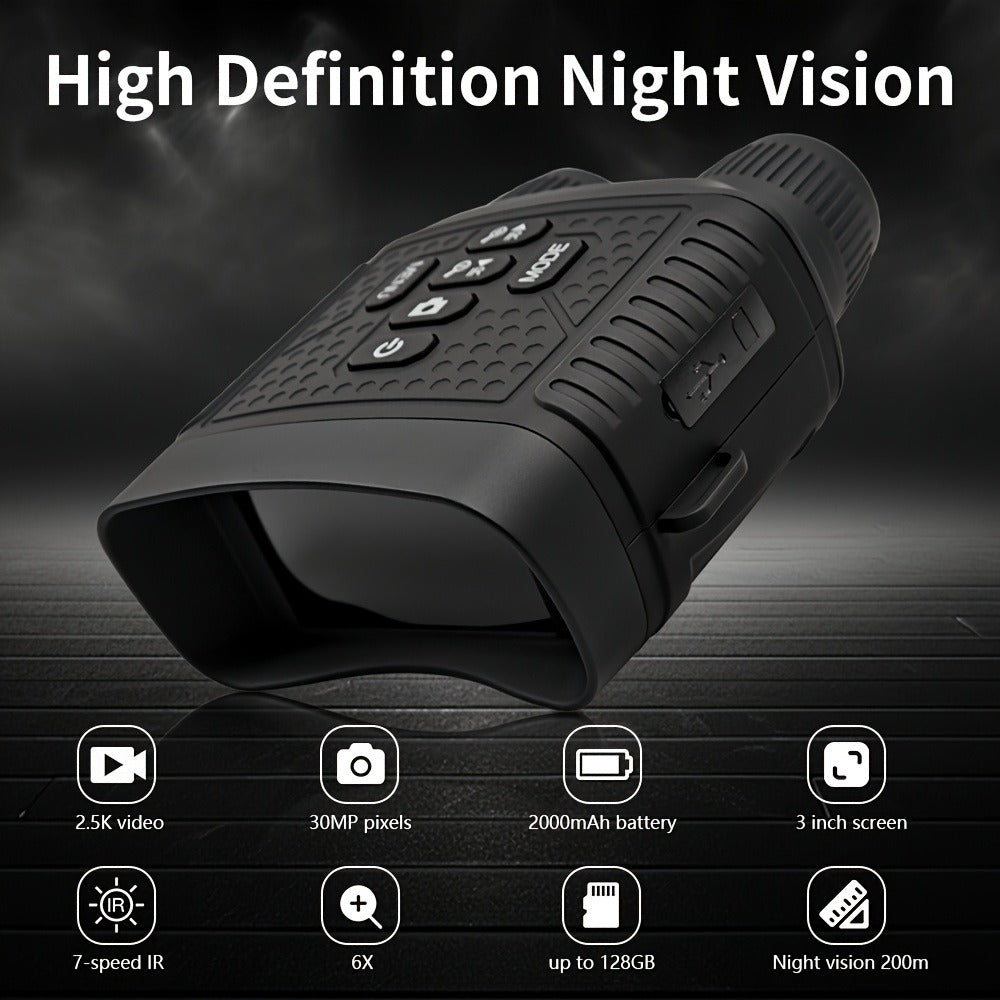 Digital Night Vision Monocular 6X – Infrared Night Vision Scope with 2000mAh Battery, 3" LCD Screen & Photo/Video Recording for Hunting