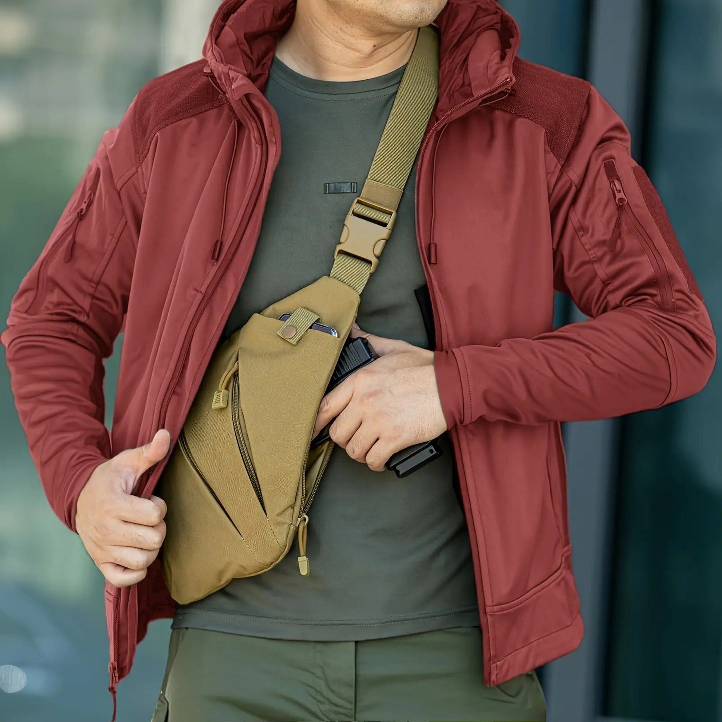 Anti-Theft Sling Bag Men Crossbody Chest Pack Oxford – Lightweight Shoulder Bag with Adjustable Strap, Multiple Compartments & Zipper