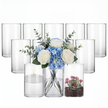 Glass Cylinder Vases for Centerpieces Bulk 12/24pcs, Clear Flower Vases for Wedding Decorations, Floral Arrangements