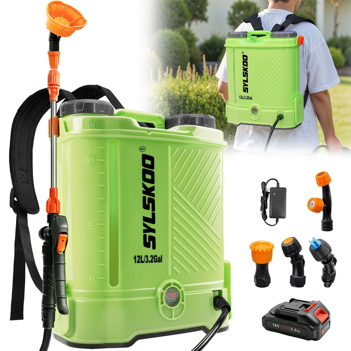 Battery Powered Backpack Sprayer 3.2 Gallon 0-80 PSI Adjustable Electric with the Listed Color, Size or Set Options for Everyday Carry
