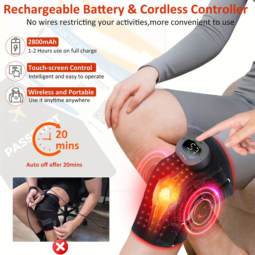 Red and Near-Infrared LED Knee Wrap with 660nm and 850nm Lights, Three Vibration Levels and Five Light Modes