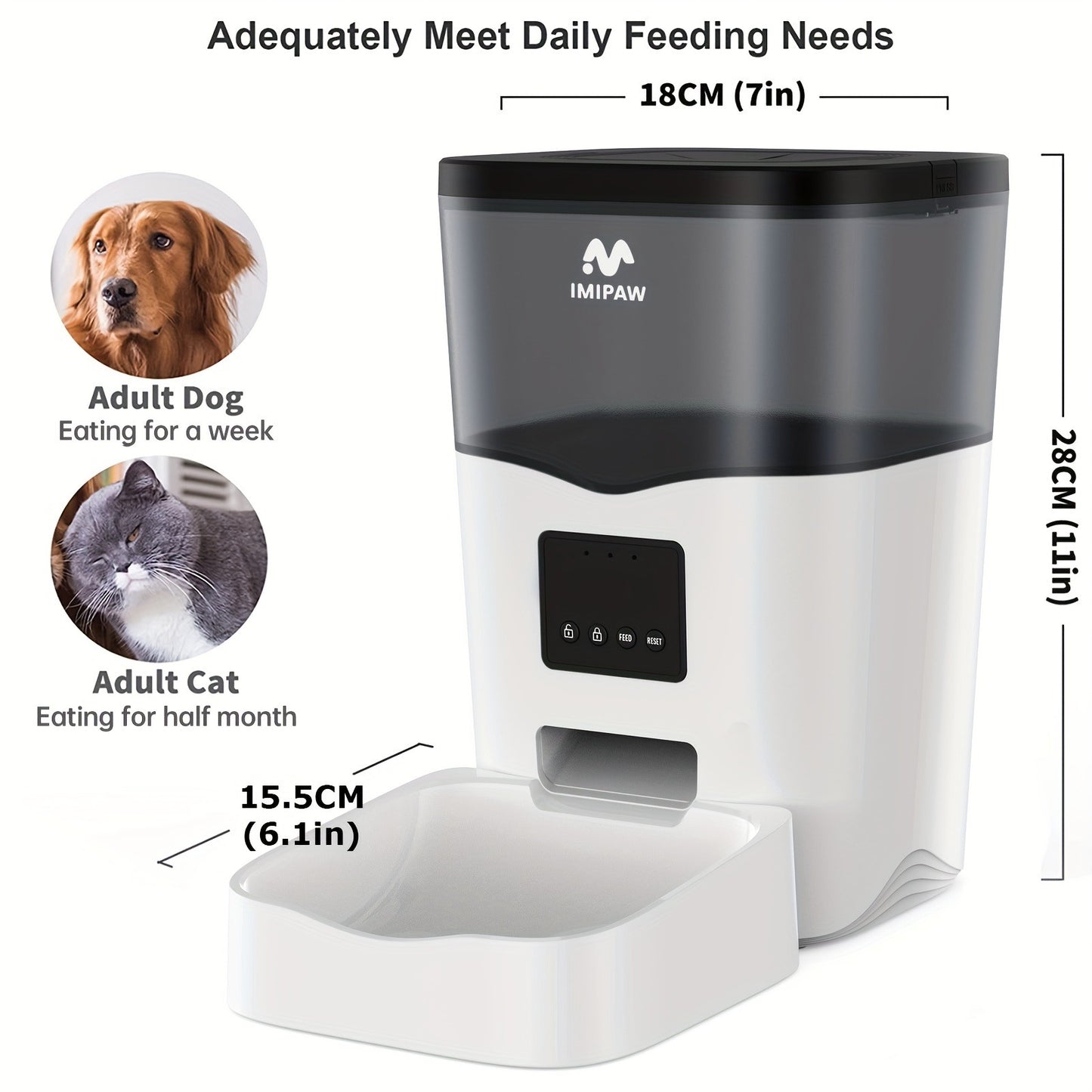 Smart WiFi Automatic Pet Feeder 101oz – App Control, Up to 10 Meals Per Day, HD Camera Option with 2.4G & 5G, Voice Assistant Compatible